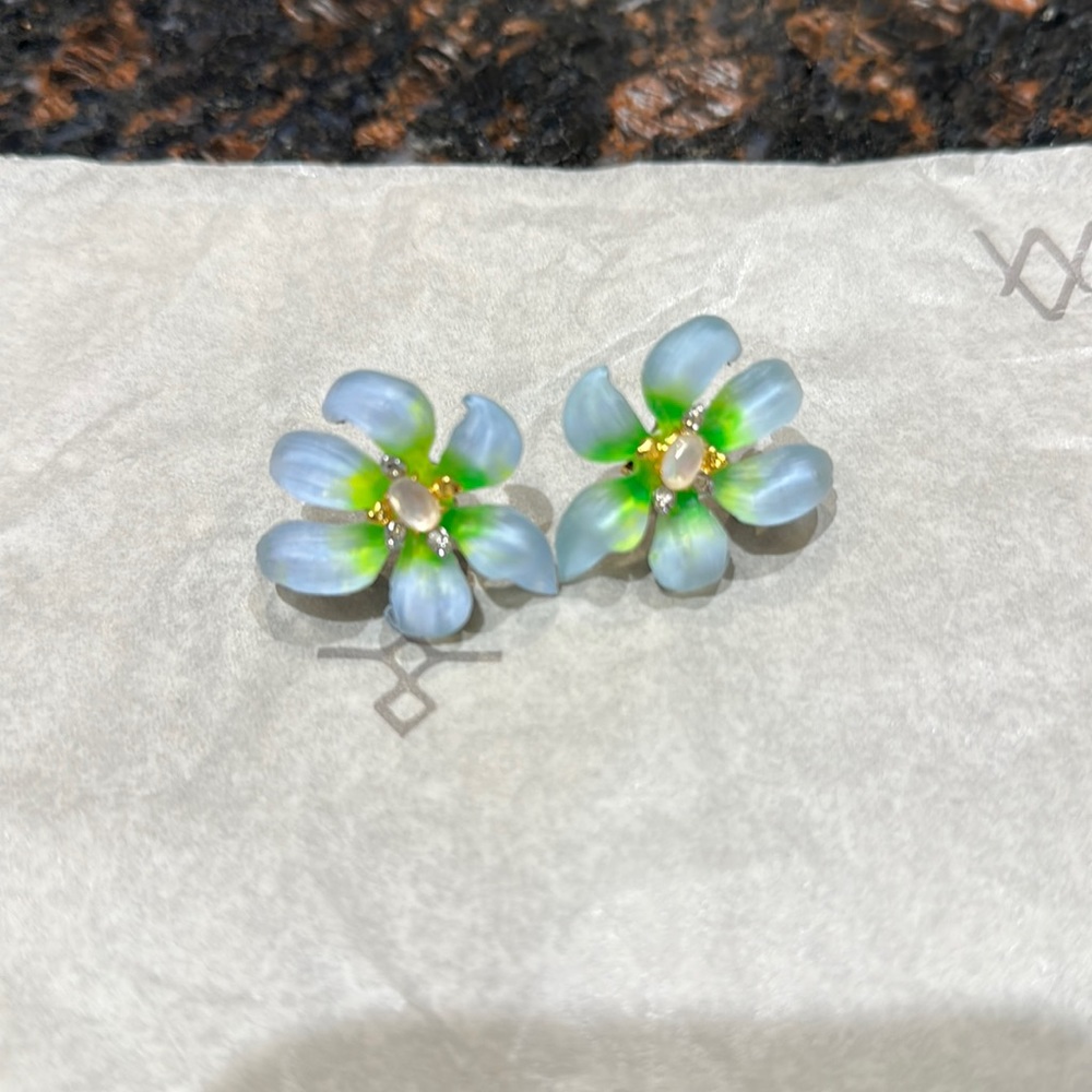 Alexis Bittar lucite lily earrings, never worn
